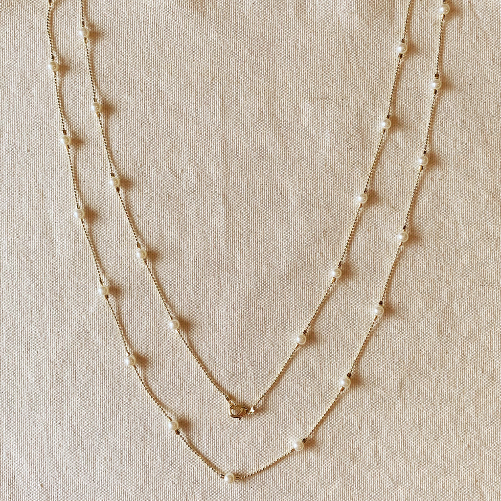 Mondsee 18k Gold Filled Long Wrap Around Pearl Necklace | 18k Gold Filled Jewelry