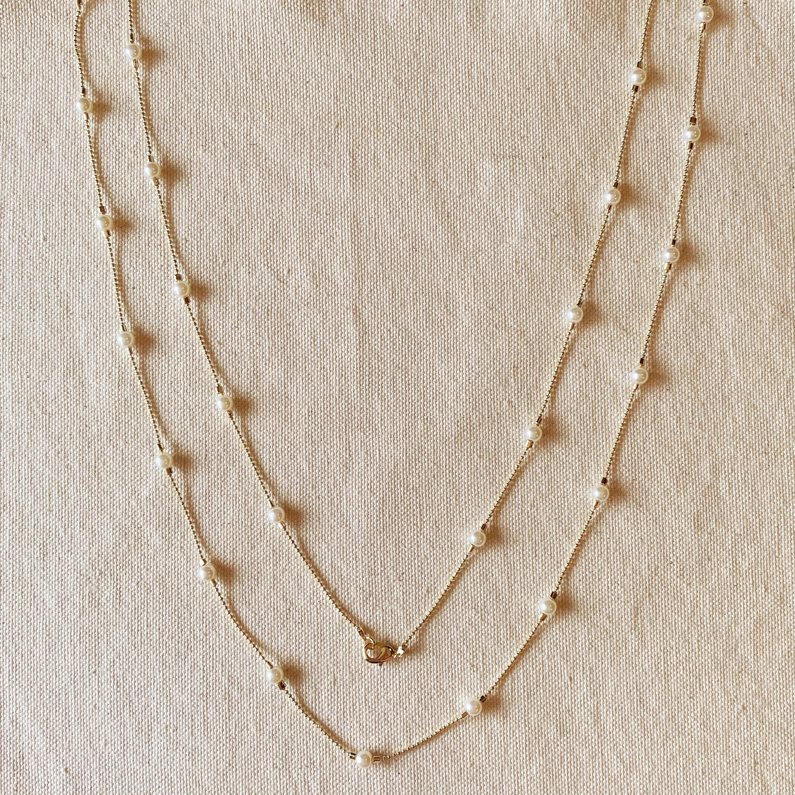 Mondsee 18k Gold Filled Long Wrap Around Pearl Necklace | 18k Gold Filled Jewelry