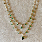 Mondsee 18k Gold Filled Double Teardrop Emerald Necklace | 18k Gold Filled Jewelry