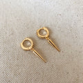 GoldFi 18k Gold Filled Cubic Zircon Hoop Earrings With Spike Drop