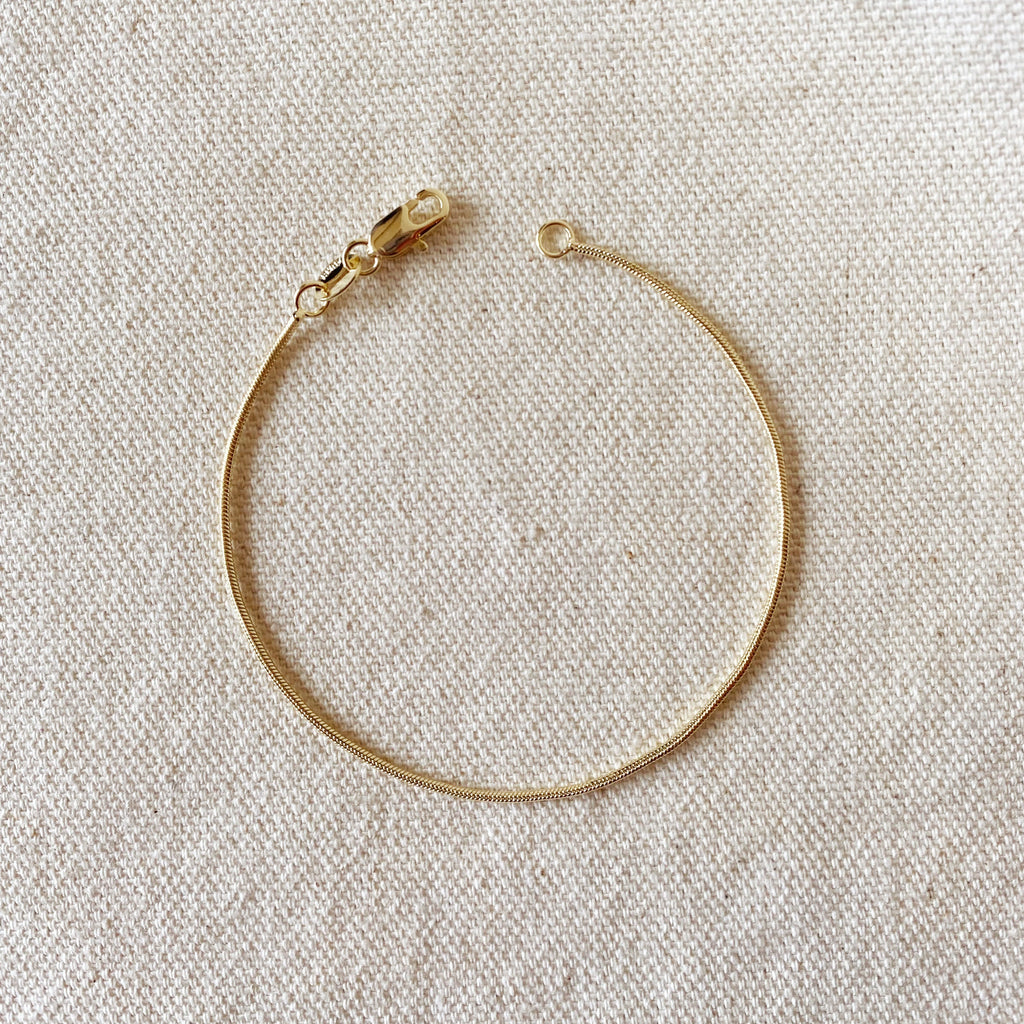 Mondsee 18k Gold Filled 1.2mm Round Snake Chain Bracelet | 18k Gold Filled Jewelry
