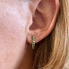 GoldFi 18k Gold Filled Curved Bar Emerald Green Crystal Stud Earrings