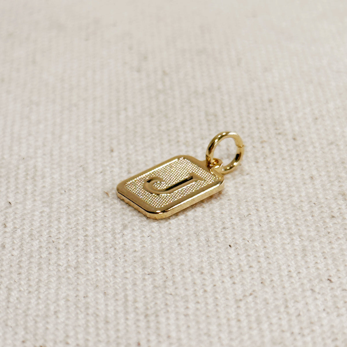 Textured Initial Plate Pendant – J