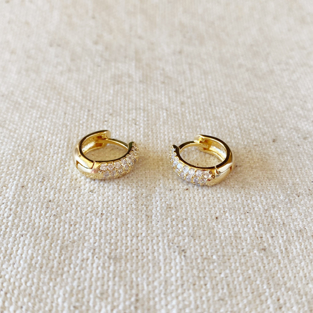 Mondsee 18k Gold Filled 13mm Cubic Zirconia Clicker Hoop Earrings | 18k Gold Filled Jewelry