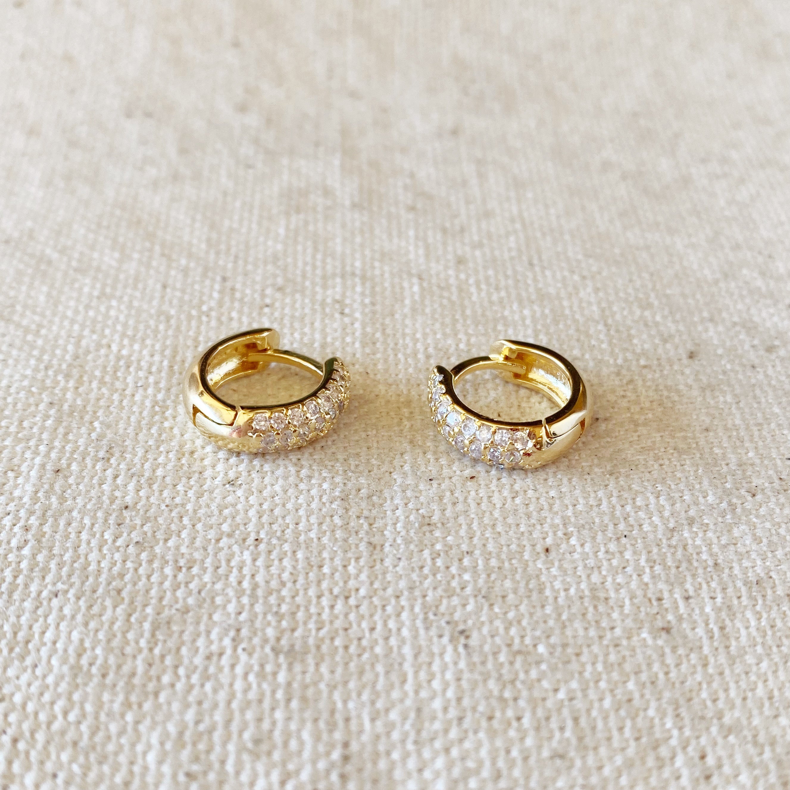 Mondsee 18k Gold Filled 13mm Cubic Zirconia Clicker Hoop Earrings | 18k Gold Filled Jewelry