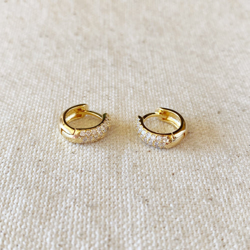 Mondsee 18k Gold Filled 13mm Cubic Zirconia Clicker Hoop Earrings | 18k Gold Filled Jewelry