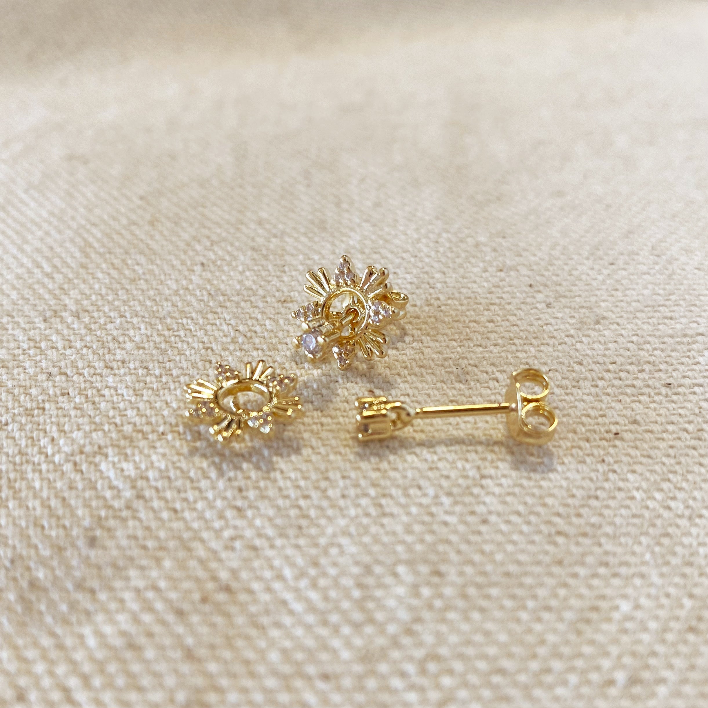 Mondsee 18k Gold Filled 2 Part Round Stud Earrings | 18k Gold Filled Jewelry