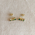 Mondsee 18k Gold Filled Emerald Cubic Zirconia 3-Shapes Stud Earrings | 18k Gold Filled Jewelry