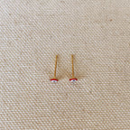 GoldFi 18k Gold Filled Tiny Red Evil Eye Stud Earrings