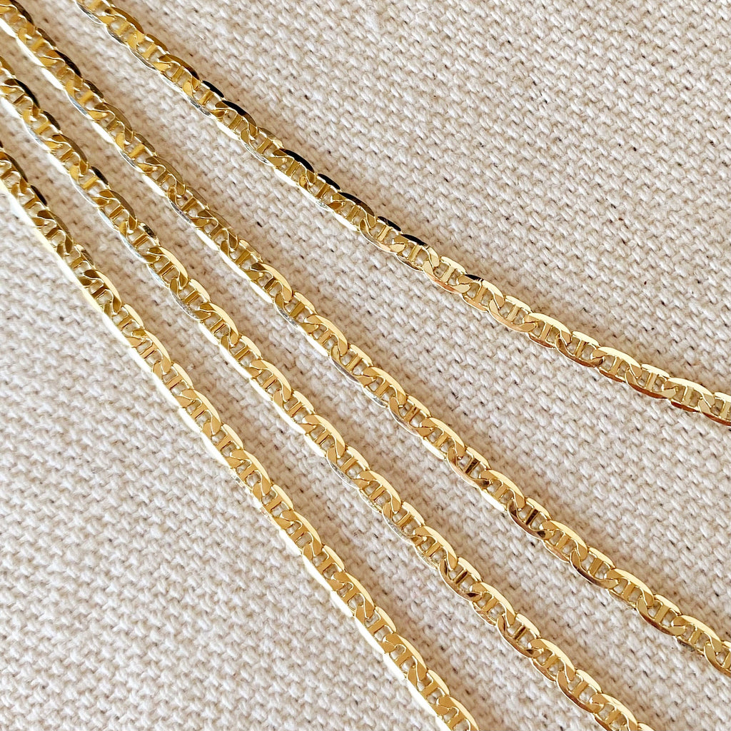 Mondsee 18k Gold Filled 2mm Flat Mariner Chain | 18k Gold Filled Jewelry