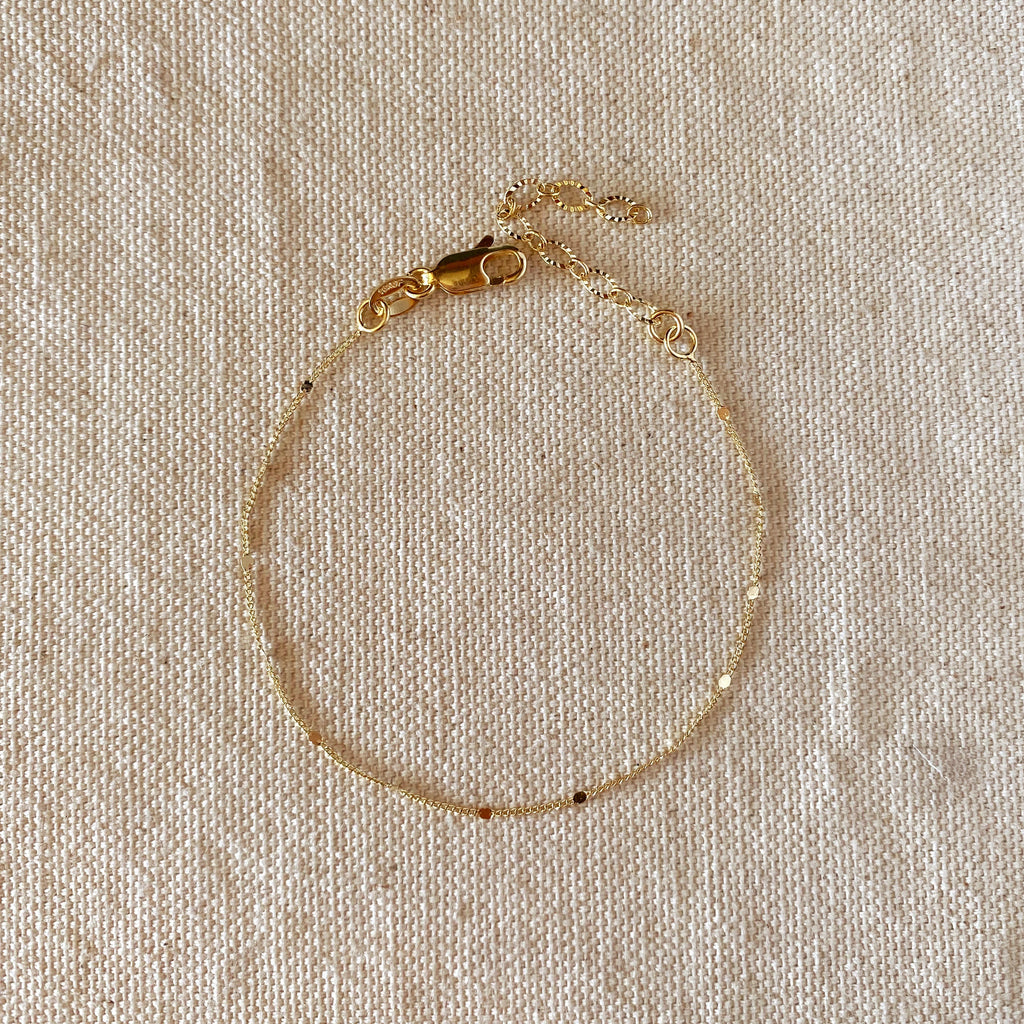 Mondsee 18k Gold Filled 1mm Curb Bracelet With Pressed Details | 18k Gold Filled Jewelry