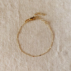 Mondsee 18k Gold Filled 1mm Curb Bracelet With Pressed Details | 18k Gold Filled Jewelry