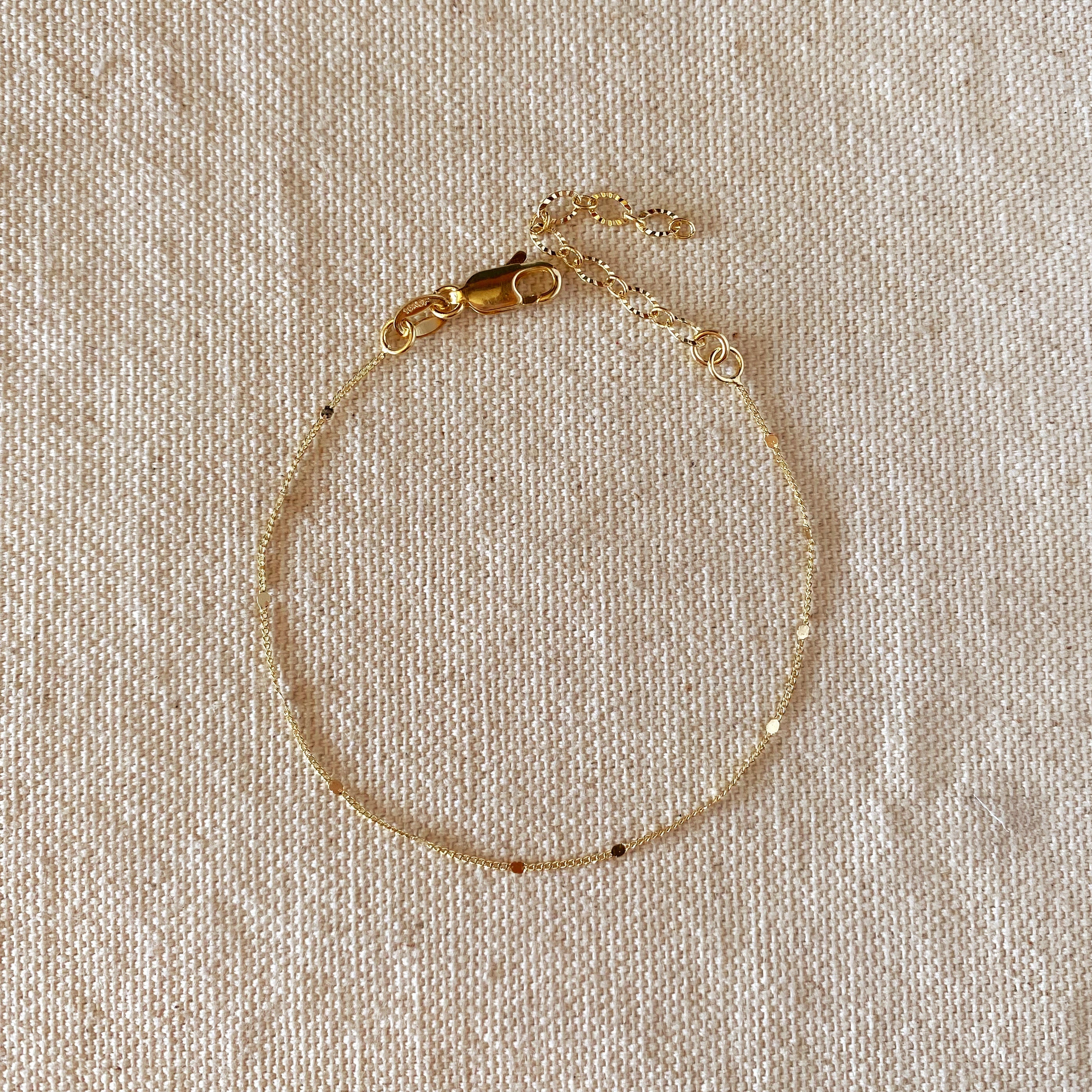 Mondsee 18k Gold Filled 1mm Curb Bracelet With Pressed Details | 18k Gold Filled Jewelry