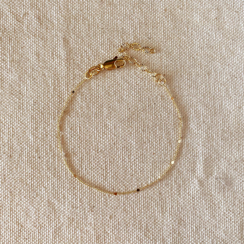 Mondsee 18k Gold Filled 1mm Curb Bracelet With Pressed Details | 18k Gold Filled Jewelry