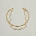 18k Gold Filled Gold And Pearl Cuff Bracelet