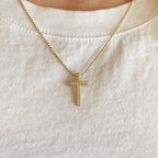Mondsee 18k Gold Filled Cross Pendant With Micro Cubic Zircon Stones | 18k Gold Filled Jewelry