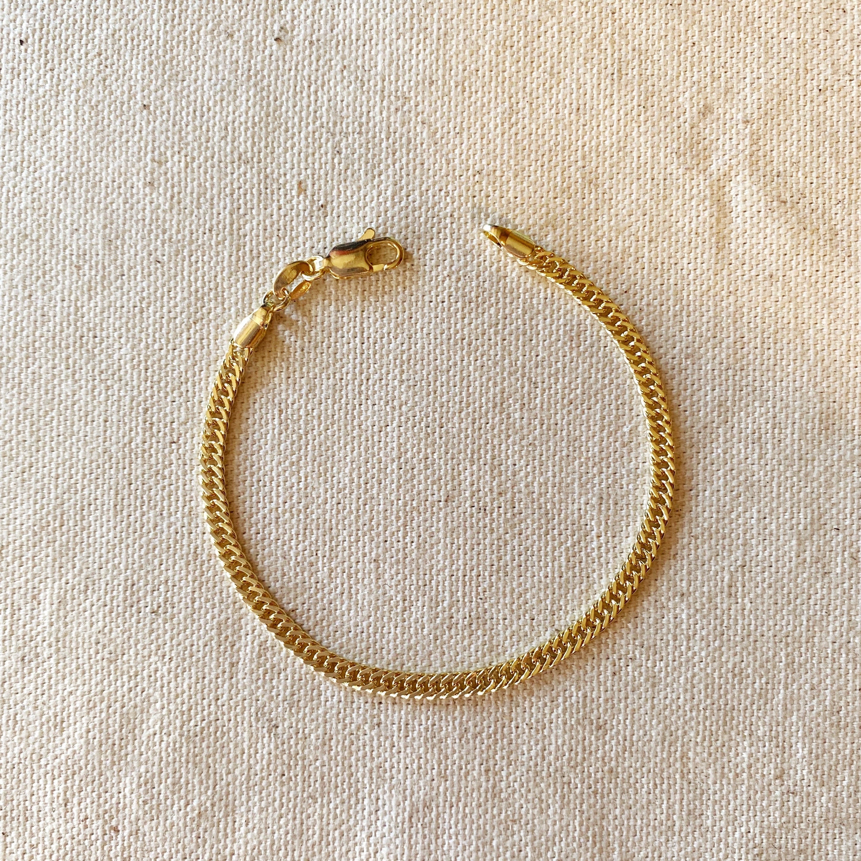Mondsee 18k Gold Filled Double Curb Chain Bracelet Cuban | 18k Gold Filled Jewelry