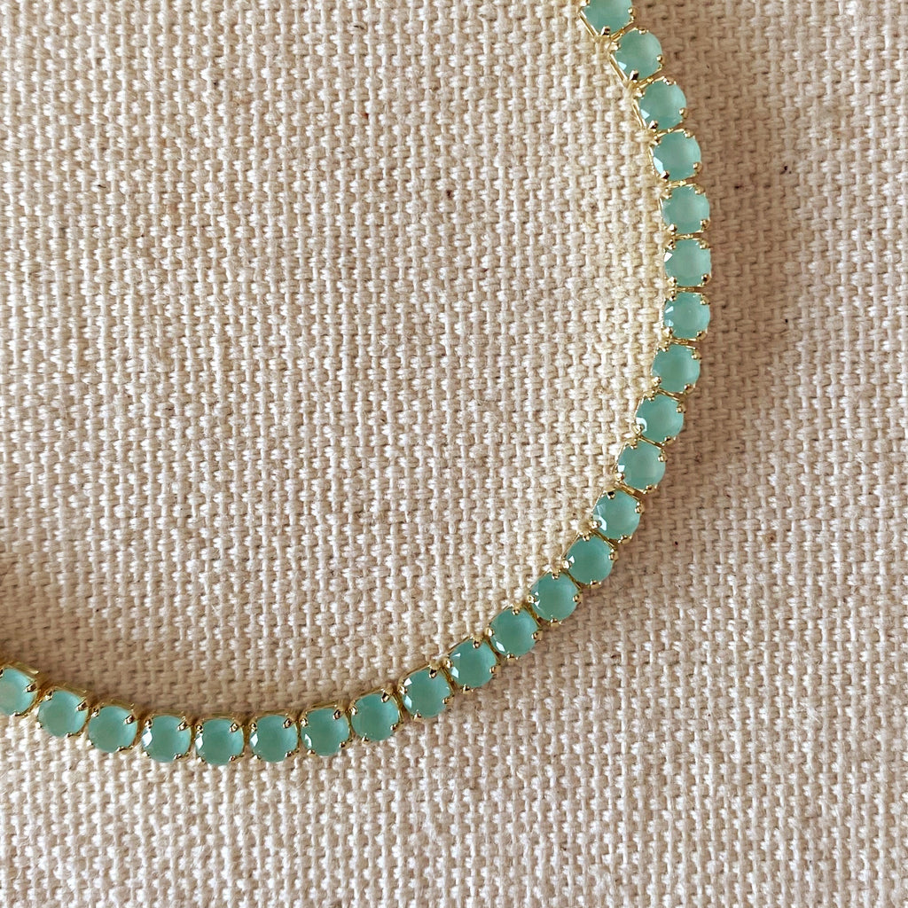 Mondsee 18k Gold Filled 3mm CZ Mint Bracelet | 18k Gold Filled Jewelry