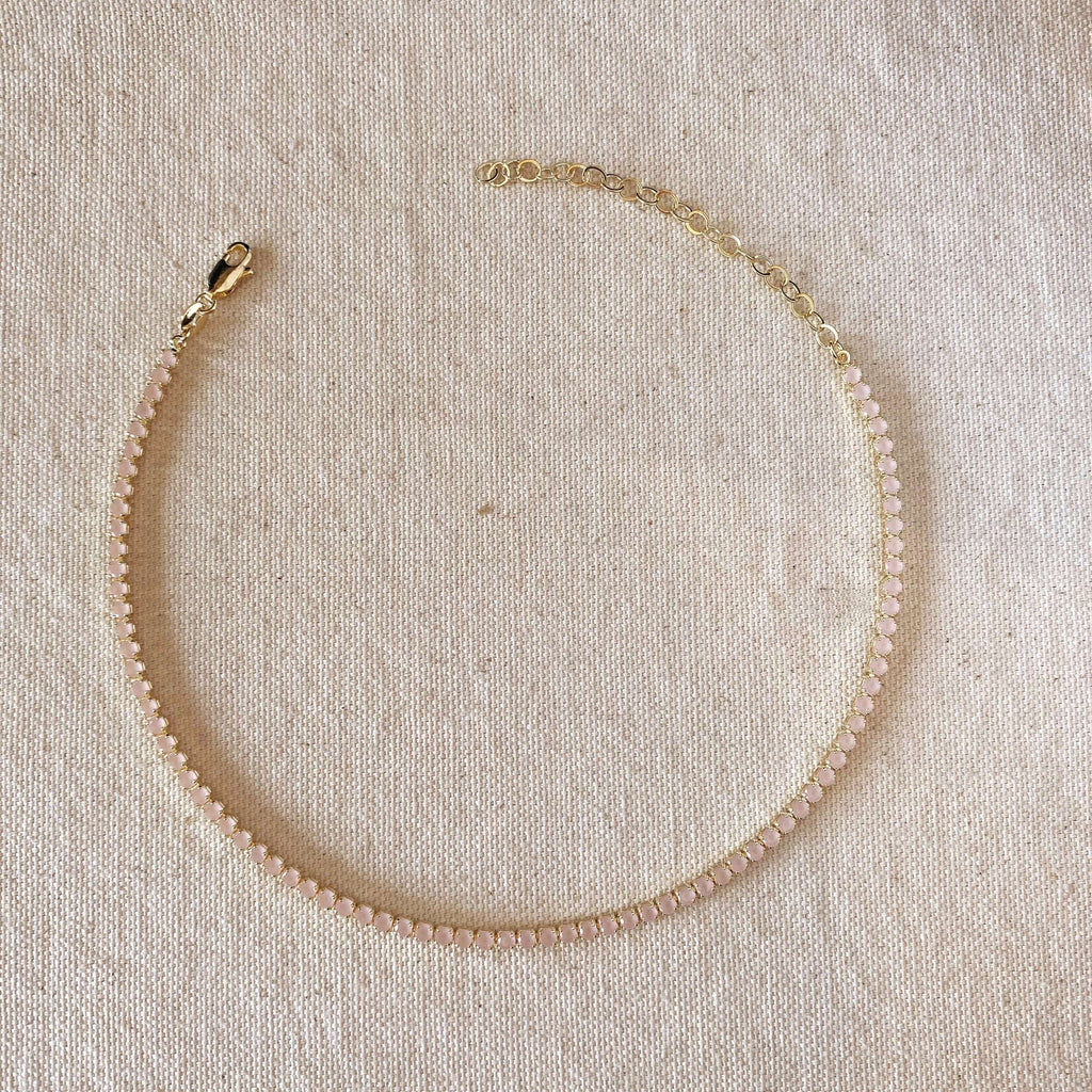 Mondsee 18k Gold Filled 3mm Cubic Zirconia Nude Pink Necklace | 18k Gold Filled Jewelry