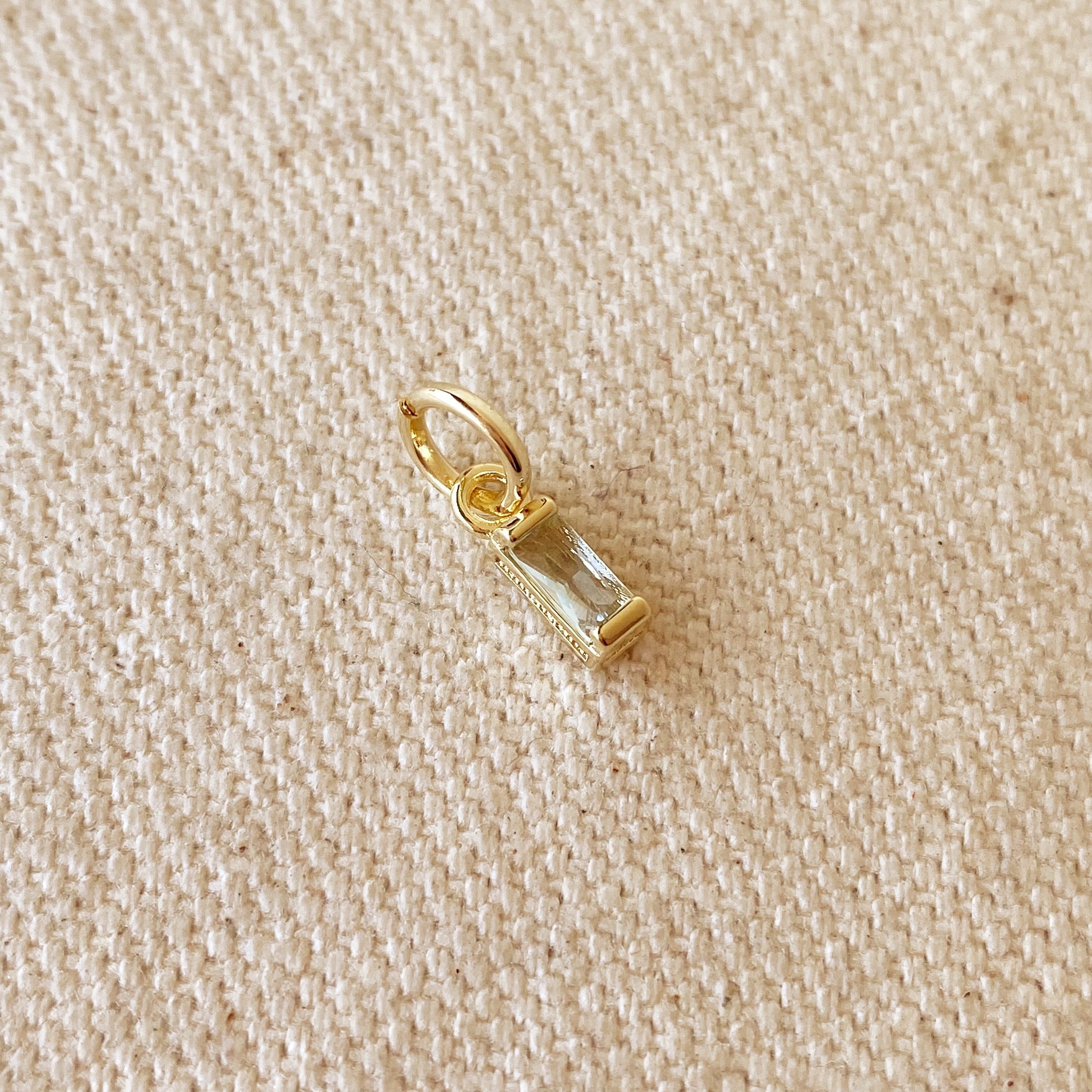 Mondsee 18k Gold Filled Baguette Birthstone Charm | 18k Gold Filled Jewelry