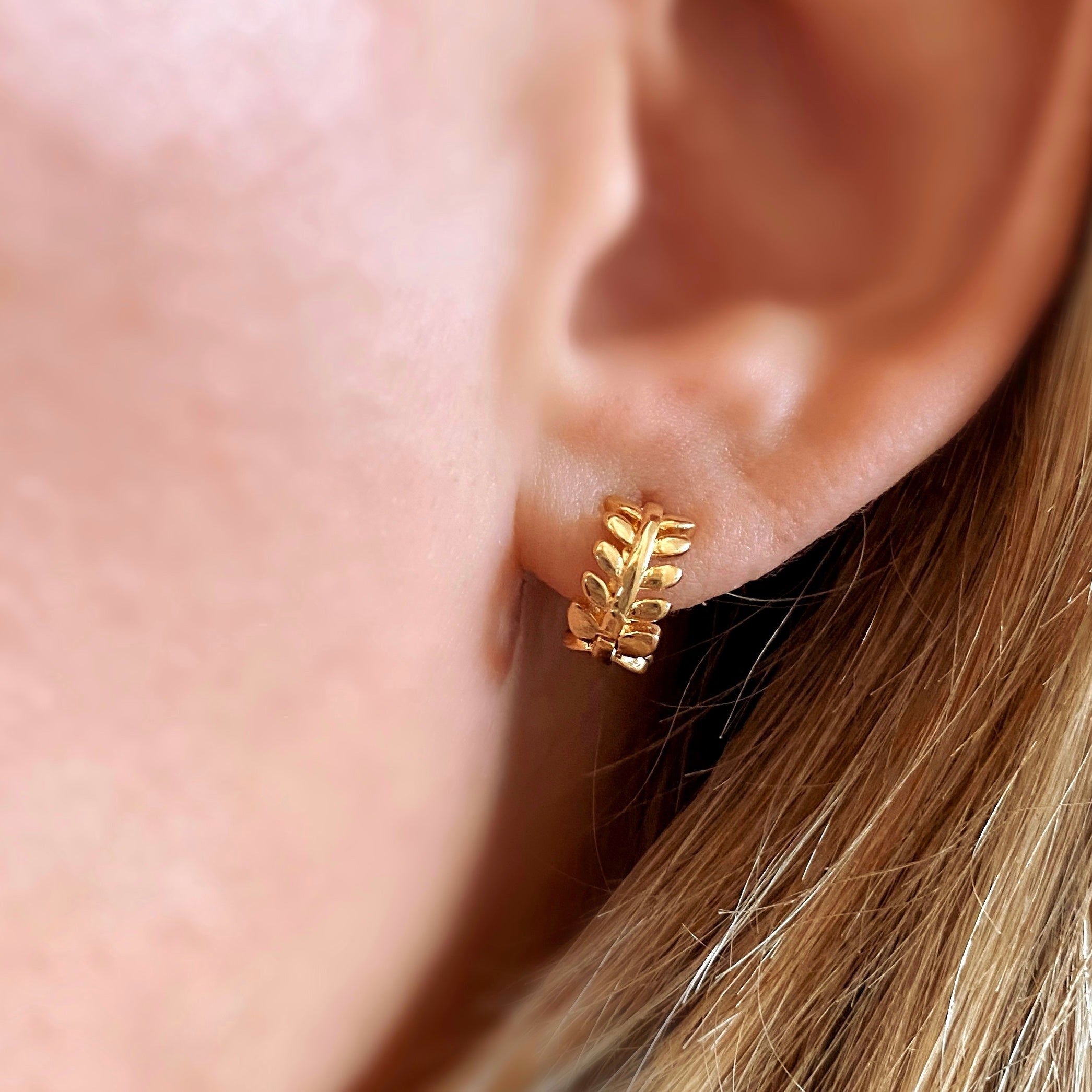 Mondsee 18k Gold Filled Leaf Clicker Earrings | 18k Gold Filled Jewelry
