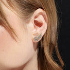 18k Gold Filled Triple Stone Clear Ear Climber Earrings