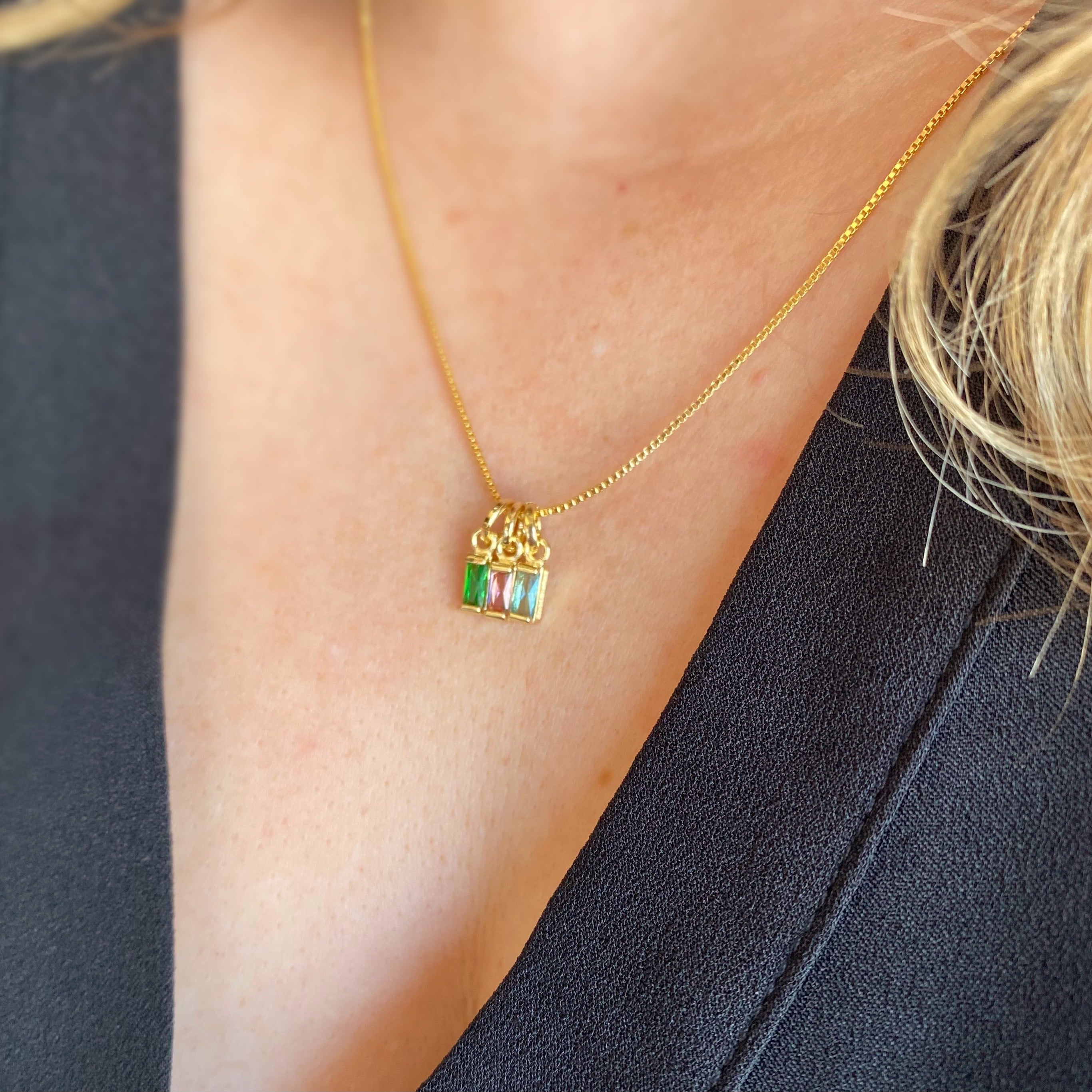 Mondsee 18k Gold Filled Baguette Birthstone Charm | 18k Gold Filled Jewelry