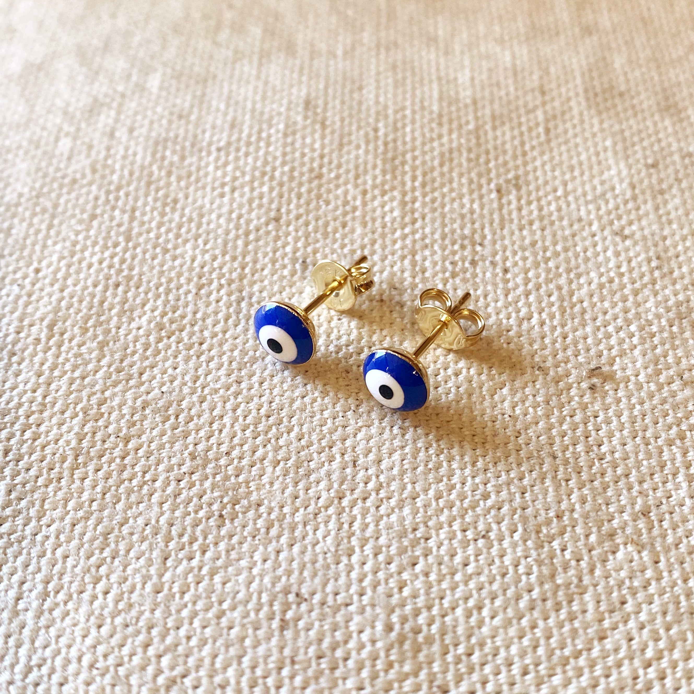 Mondsee 18k Gold Filled Enamel 6mm Blue Evil Eye | 18k Gold Filled Jewelry