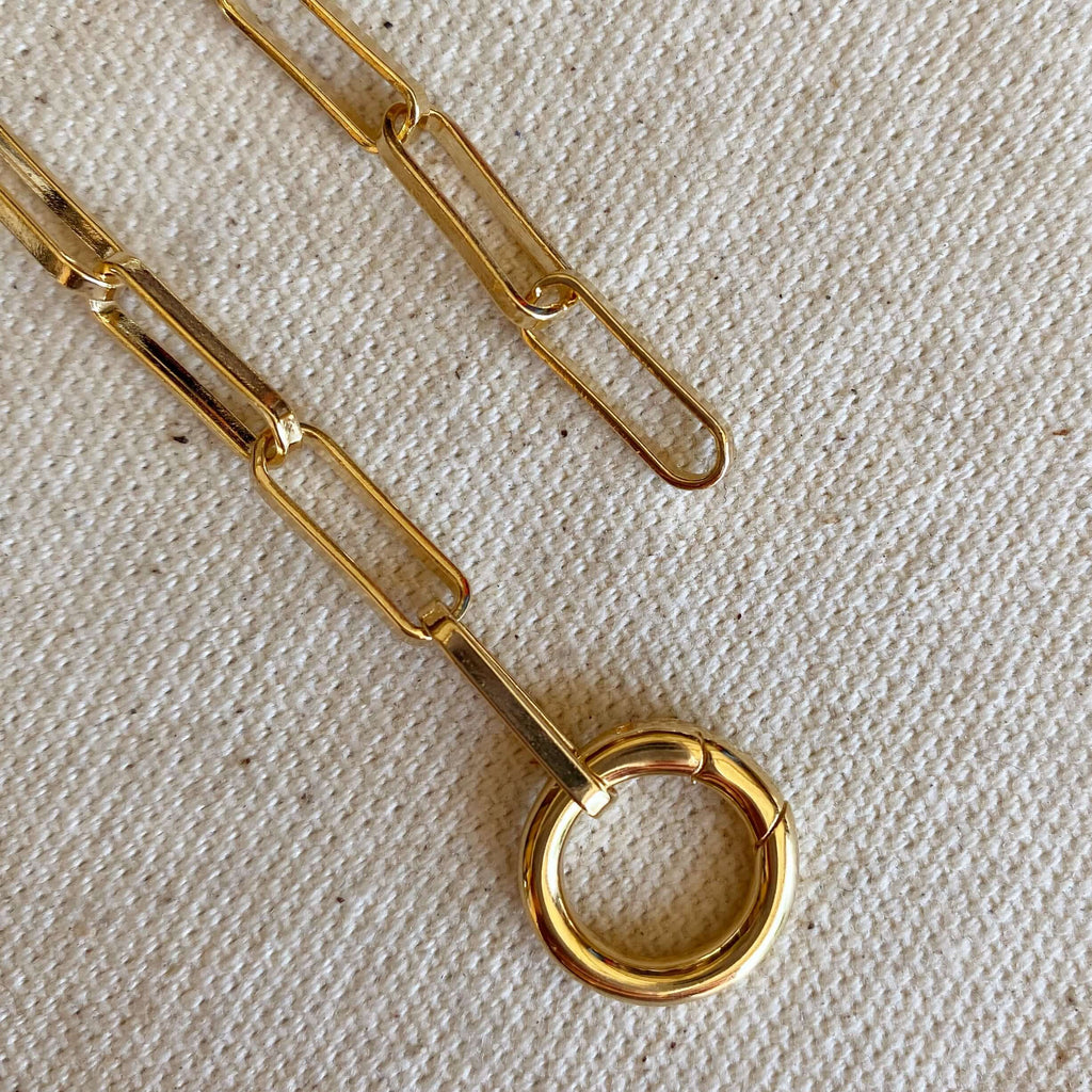 Mondsee 18k Gold Filled Paperclip Chain Necklace Carabine Clasp | 18k Gold Filled Jewelry