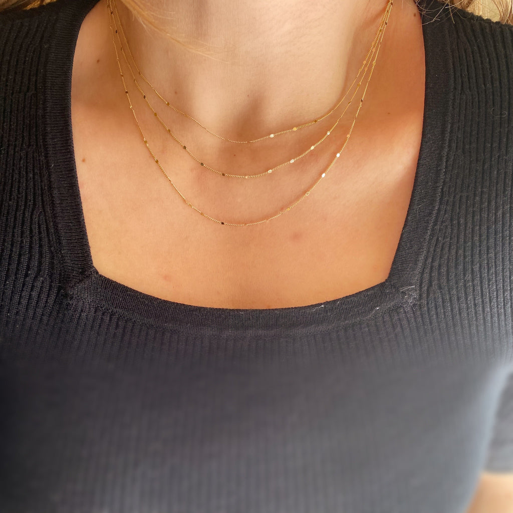 Mondsee 18k Gold Filled 1mm Curb Chain With Pressed Details | 18k Gold Filled Jewelry