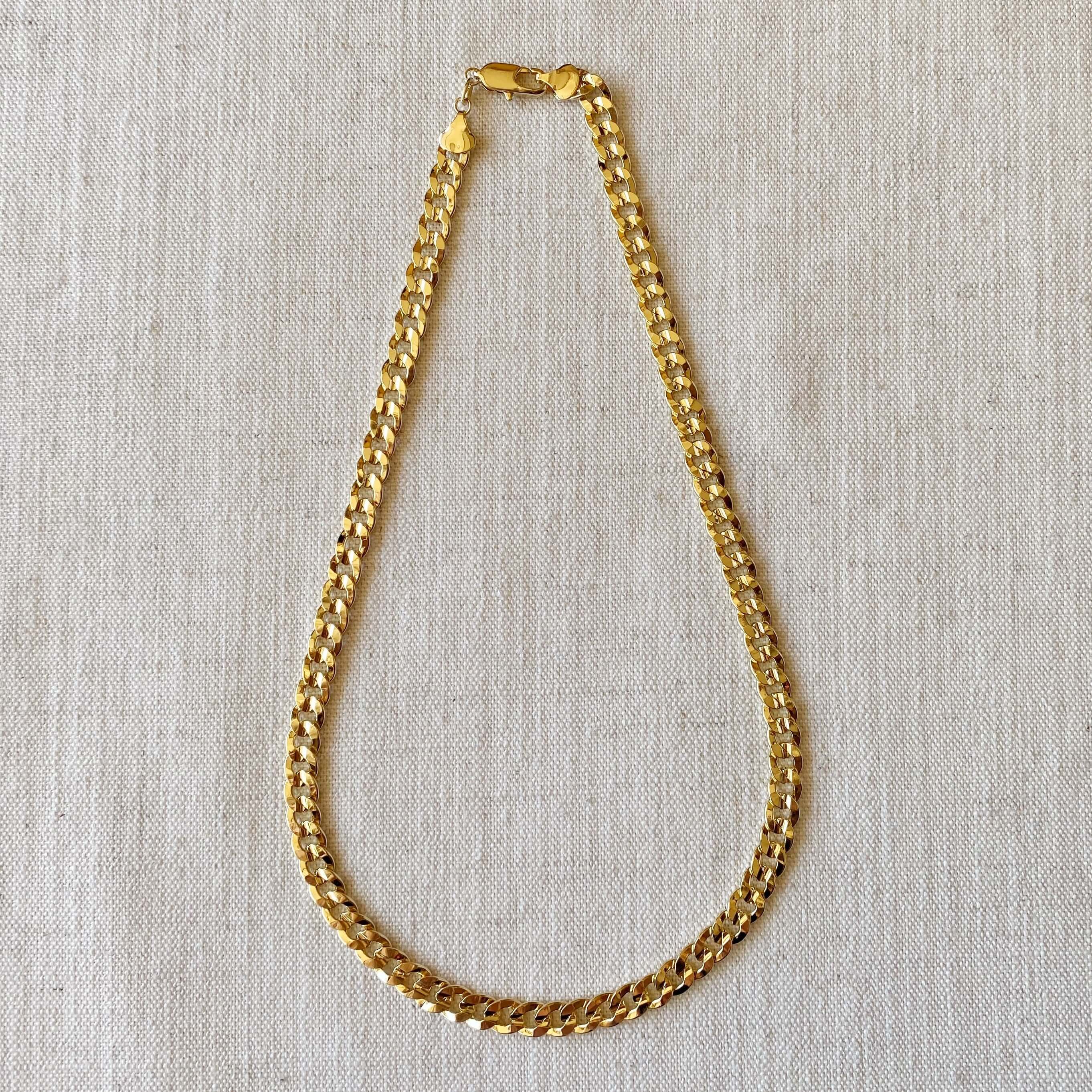 Mondsee 18k Gold Filled 8mm Diamond Cut Cuban Chain Necklace | 18k Gold Filled Jewelry
