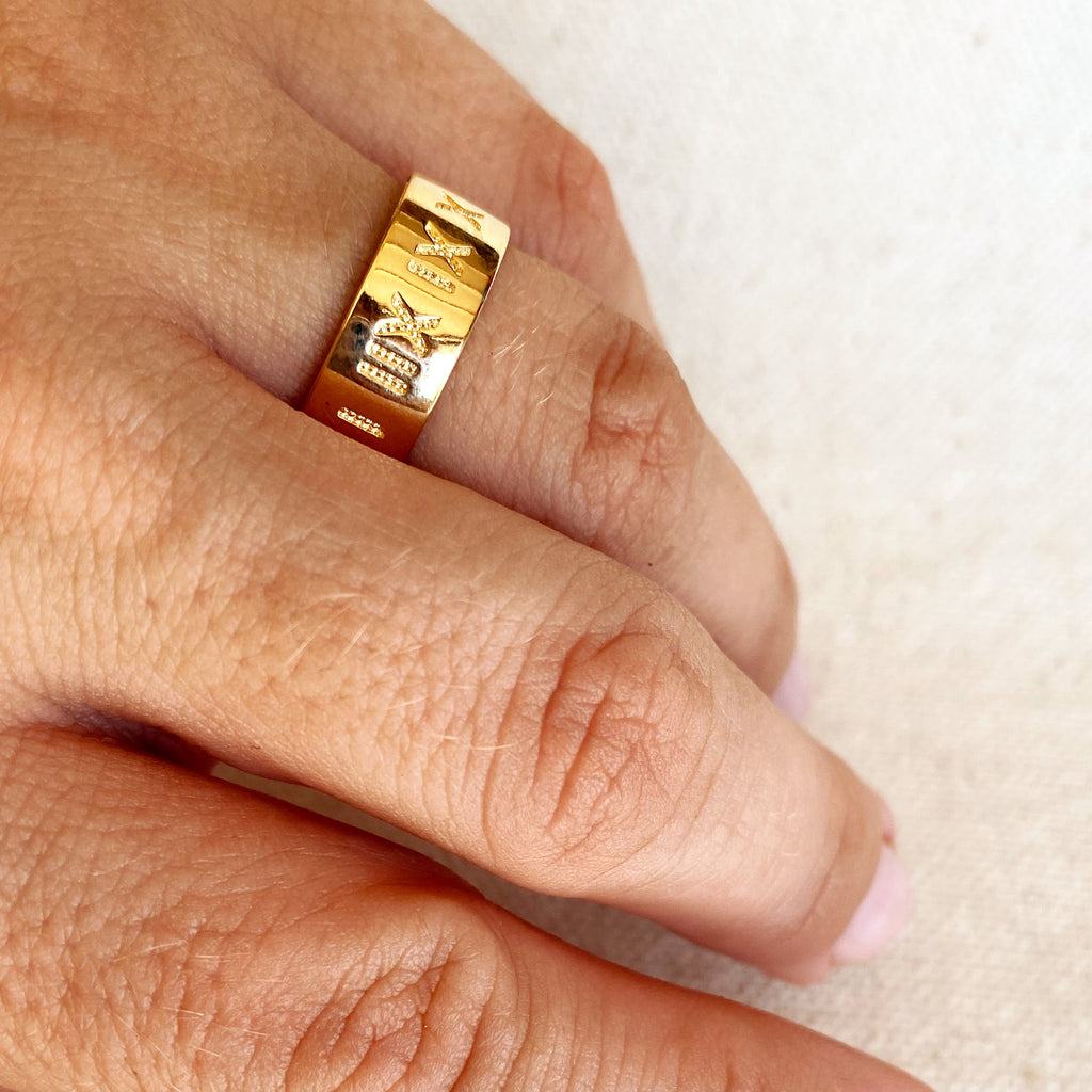 Mondsee 18k Gold Filled Roman Numeral Band Ring | 18k Gold Filled Jewelry