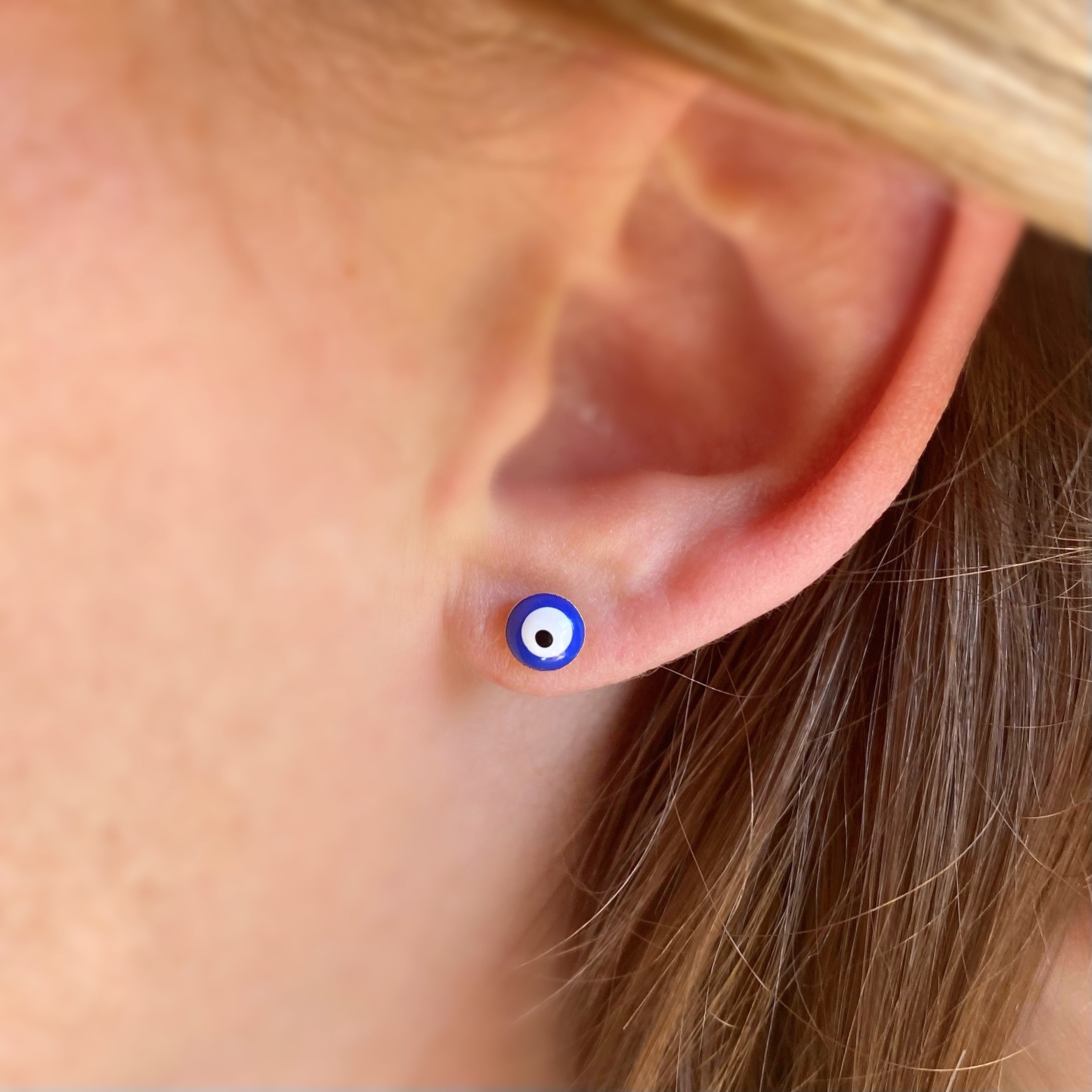 Mondsee 18k Gold Filled Enamel 6mm Blue Evil Eye | 18k Gold Filled Jewelry