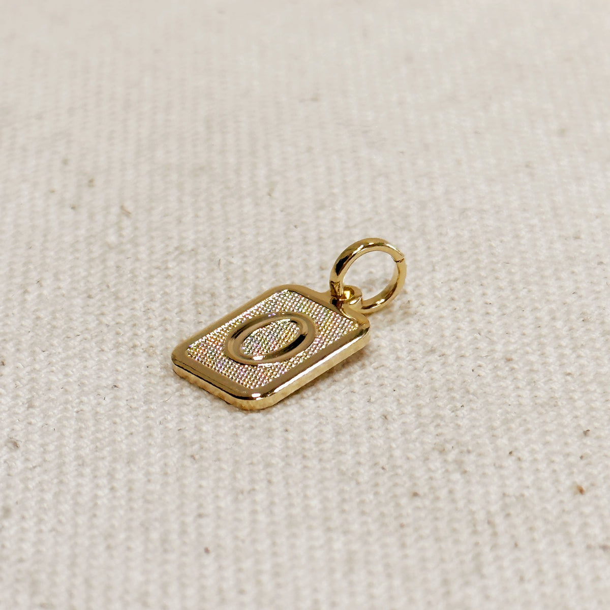 Textured Initial Plate Pendant – O