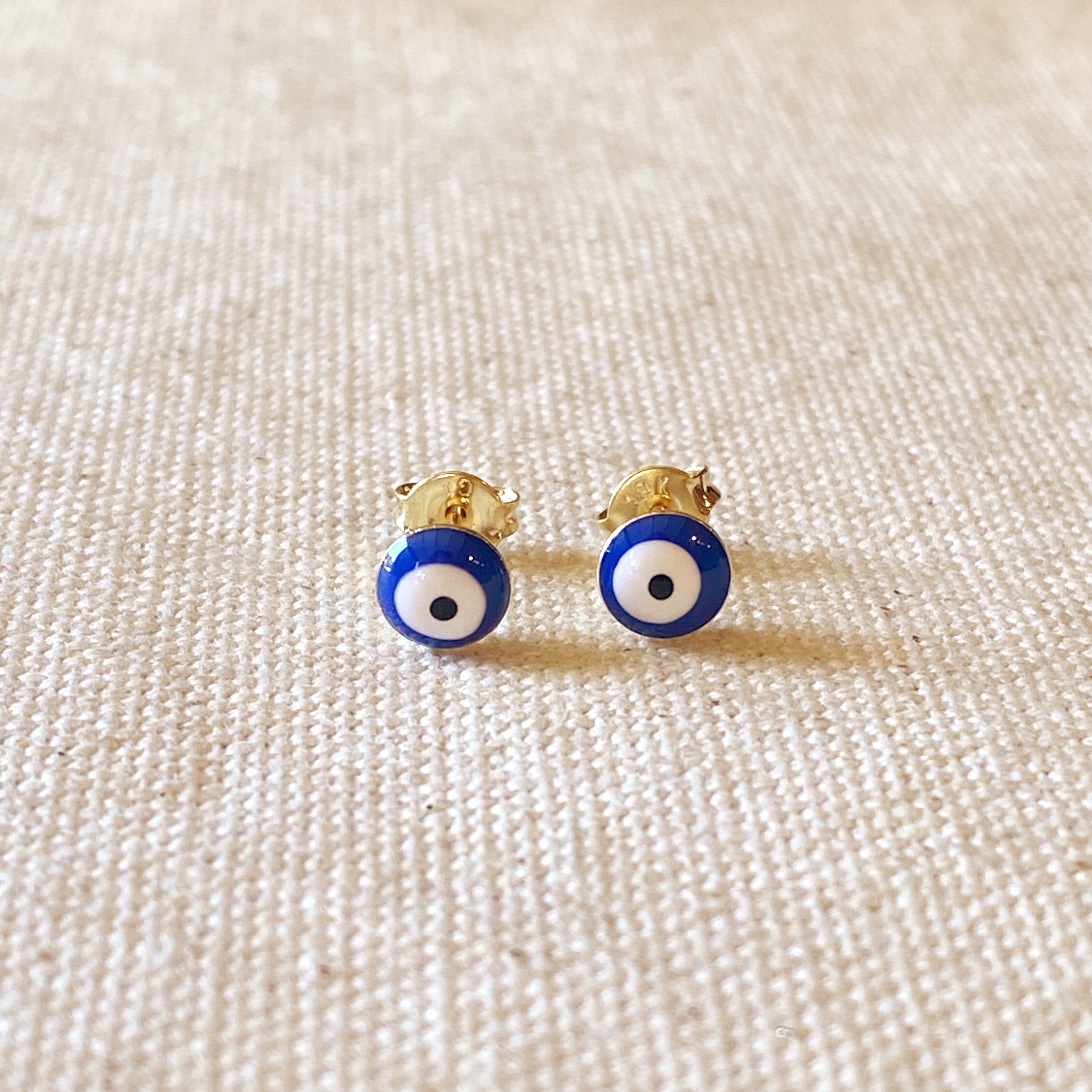 Mondsee 18k Gold Filled Enamel 6mm Blue Evil Eye | 18k Gold Filled Jewelry