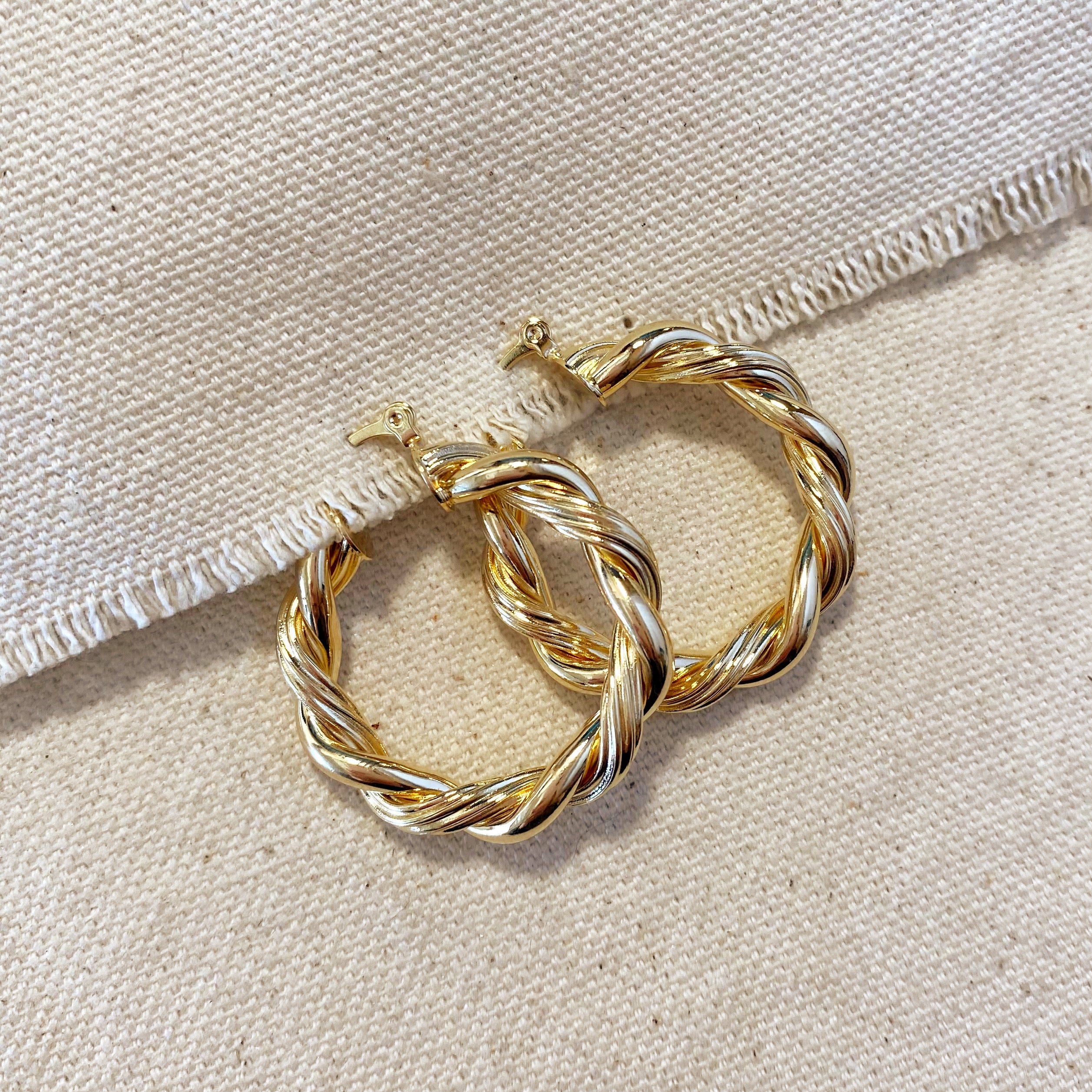 Mondsee 18k Gold Filled 30mm Double Twisted Tube Hoop Earrings | 18k Gold Filled Jewelry