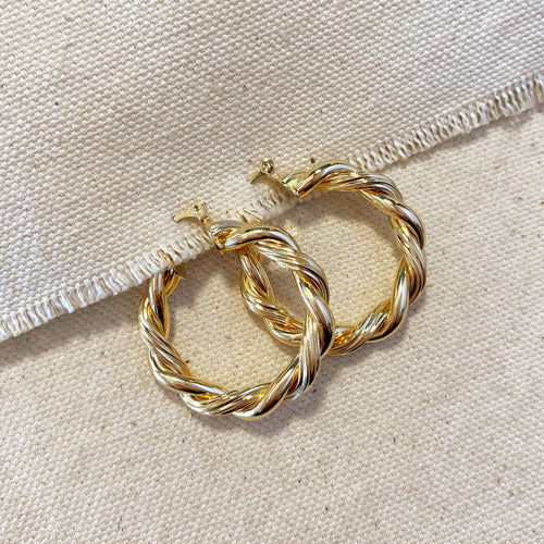 Mondsee 18k Gold Filled 30mm Double Twisted Tube Hoop Earrings | 18k Gold Filled Jewelry