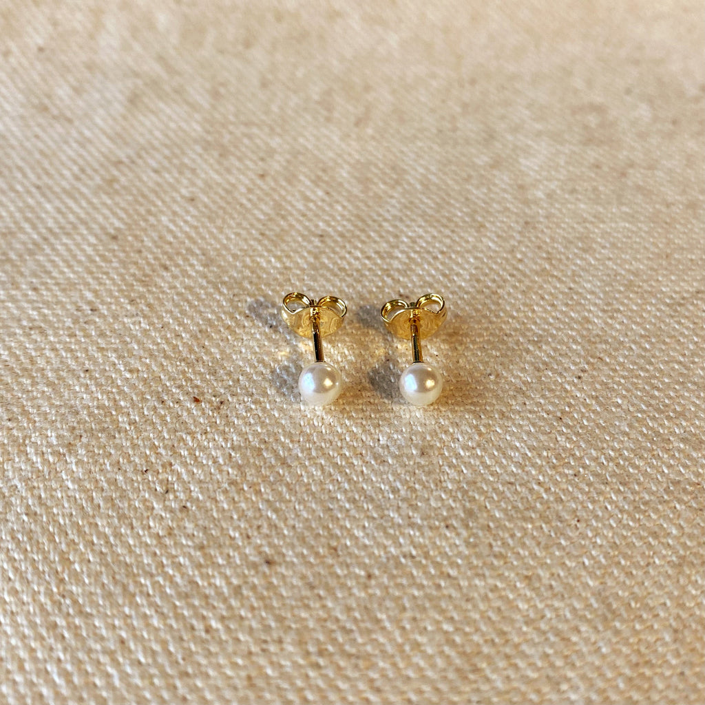 Mondsee 18k Gold Filled 4mm Classic Pearl Stud | 18k Gold Filled Jewelry