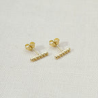 18k Gold Filled Beaded Bar Stud Earrings