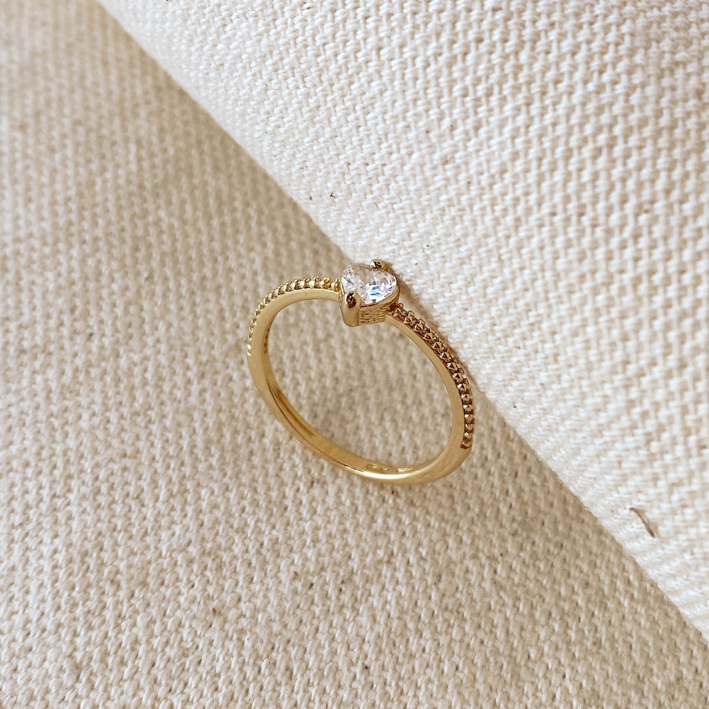 Mondsee 18k Gold Filled Vintage Mini Heart Stackable Band Ring | 18k Gold Filled Jewelry