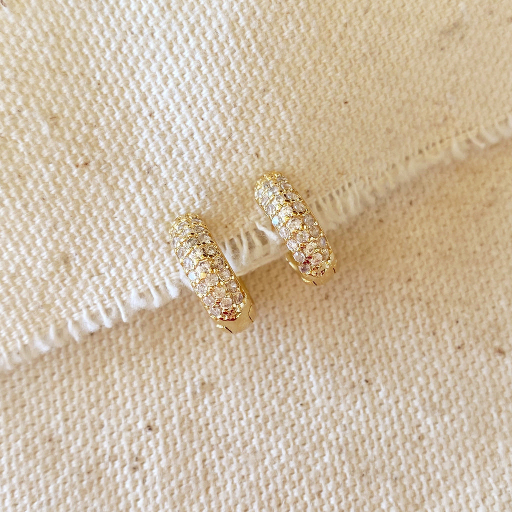 Mondsee 18k Gold Filled 13mm Cubic Zirconia Clicker Hoop Earrings | 18k Gold Filled Jewelry