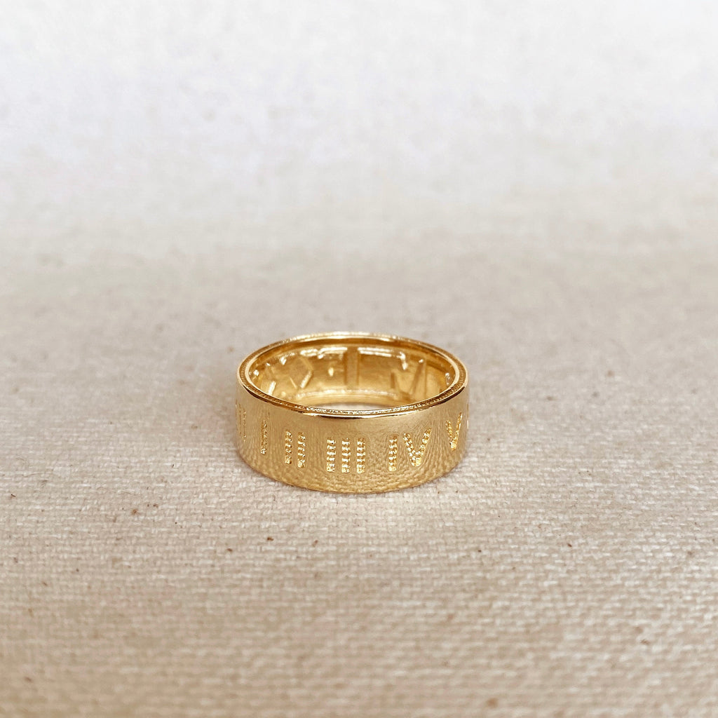 Mondsee 18k Gold Filled Roman Numeral Band Ring | 18k Gold Filled Jewelry