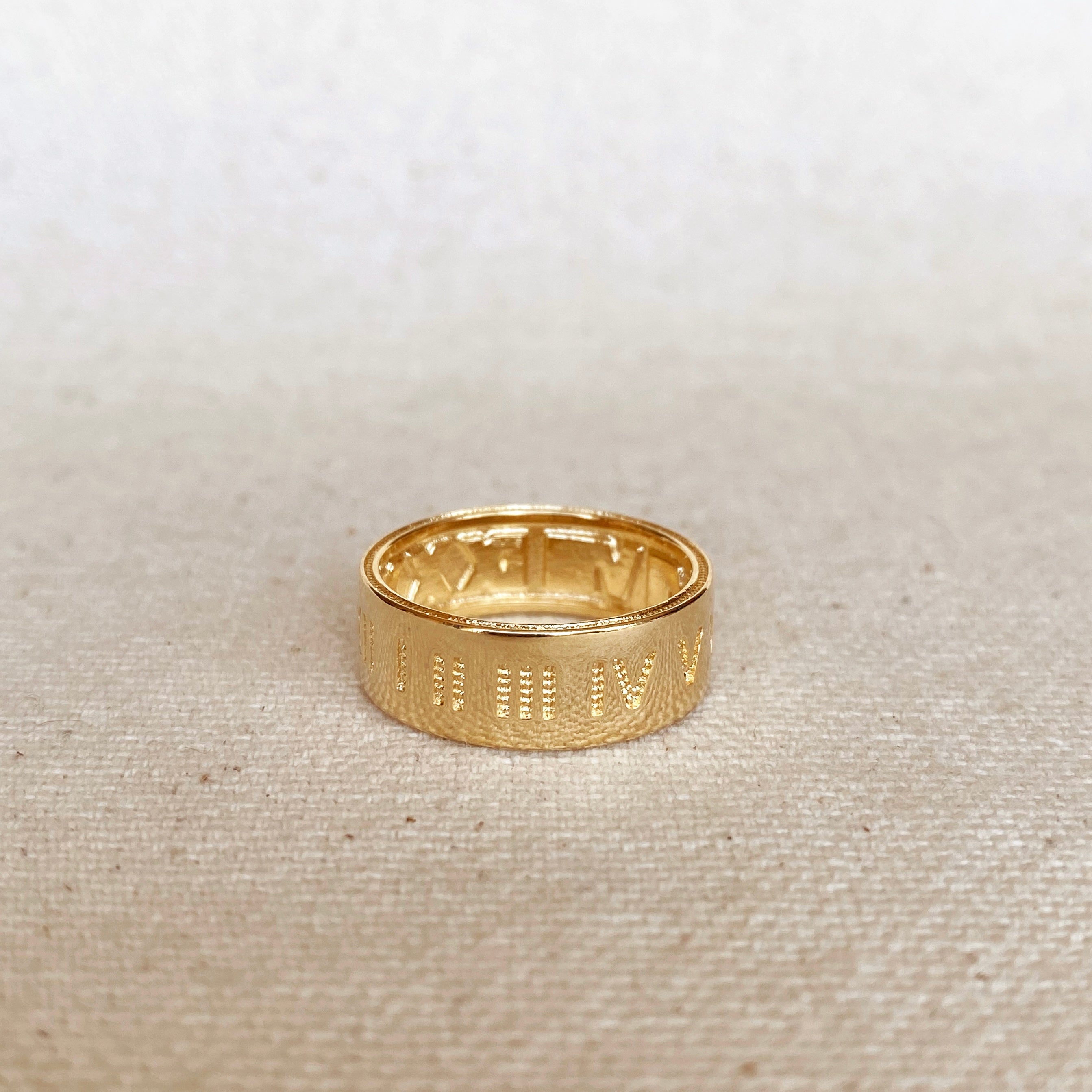 Mondsee 18k Gold Filled Roman Numeral Band Ring | 18k Gold Filled Jewelry