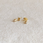 18k Gold Filled Mini Pearl Cabochon Stud Earrings by Mondsee Jewelry