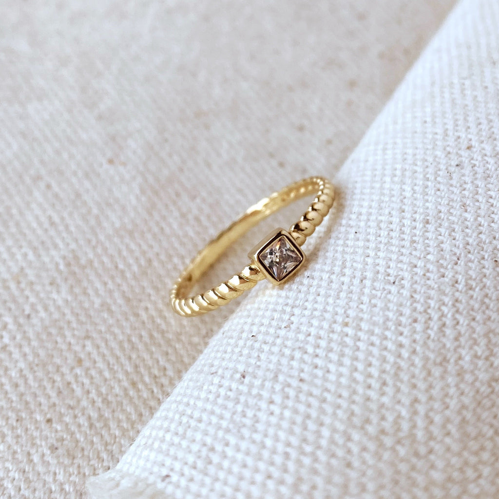 Mondsee 18k Gold Filled Twisted Solitaire Band With Cubic Zirconia Stone | 18k Gold Filled Jewelry