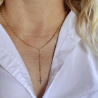 Mondsee 18k Gold Filled Simple Cross Rosary Necklace | 18k Gold Filled Jewelry