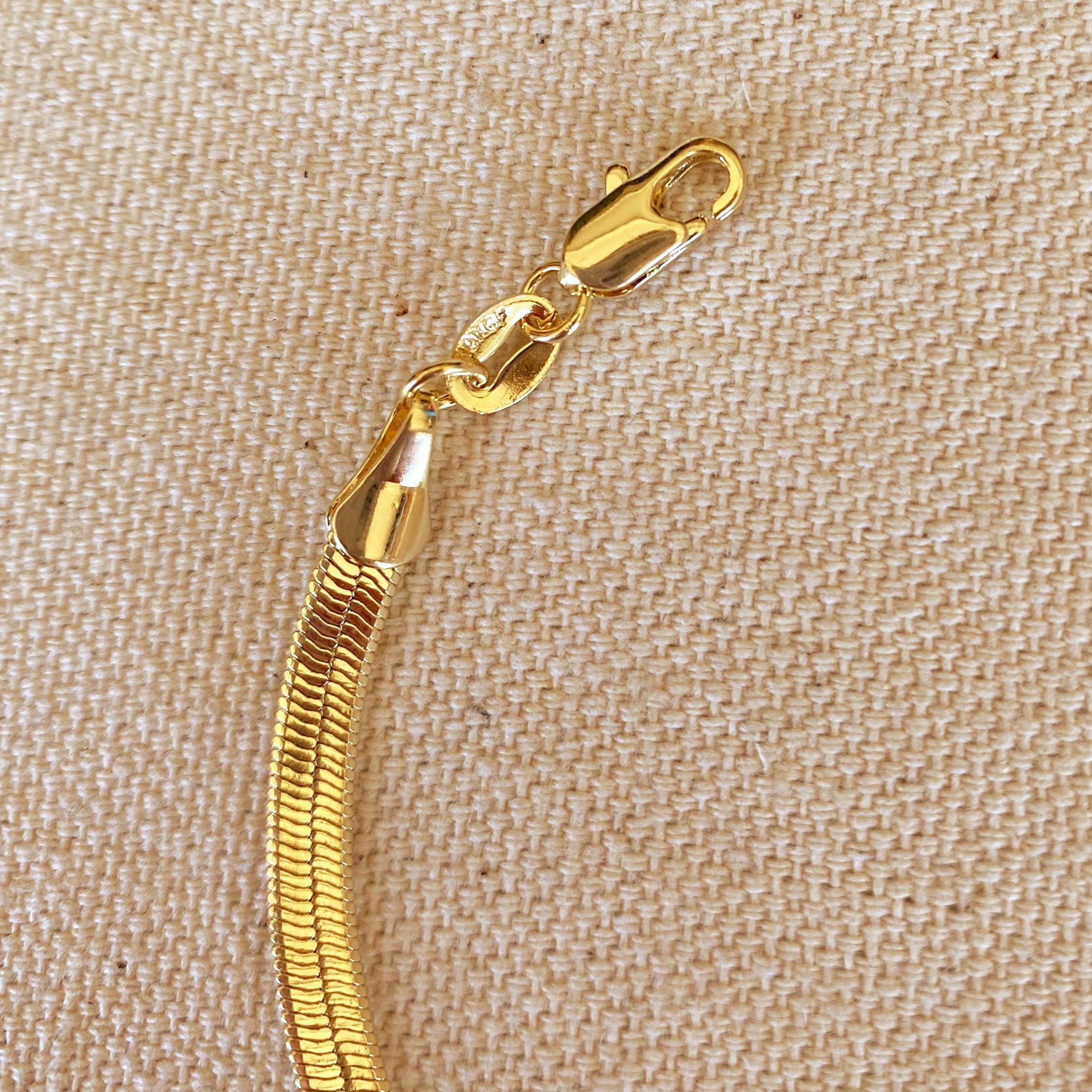 Mondsee 18k Gold Filled 4mm Herringbone Bracelet | 18k Gold Filled Jewelry