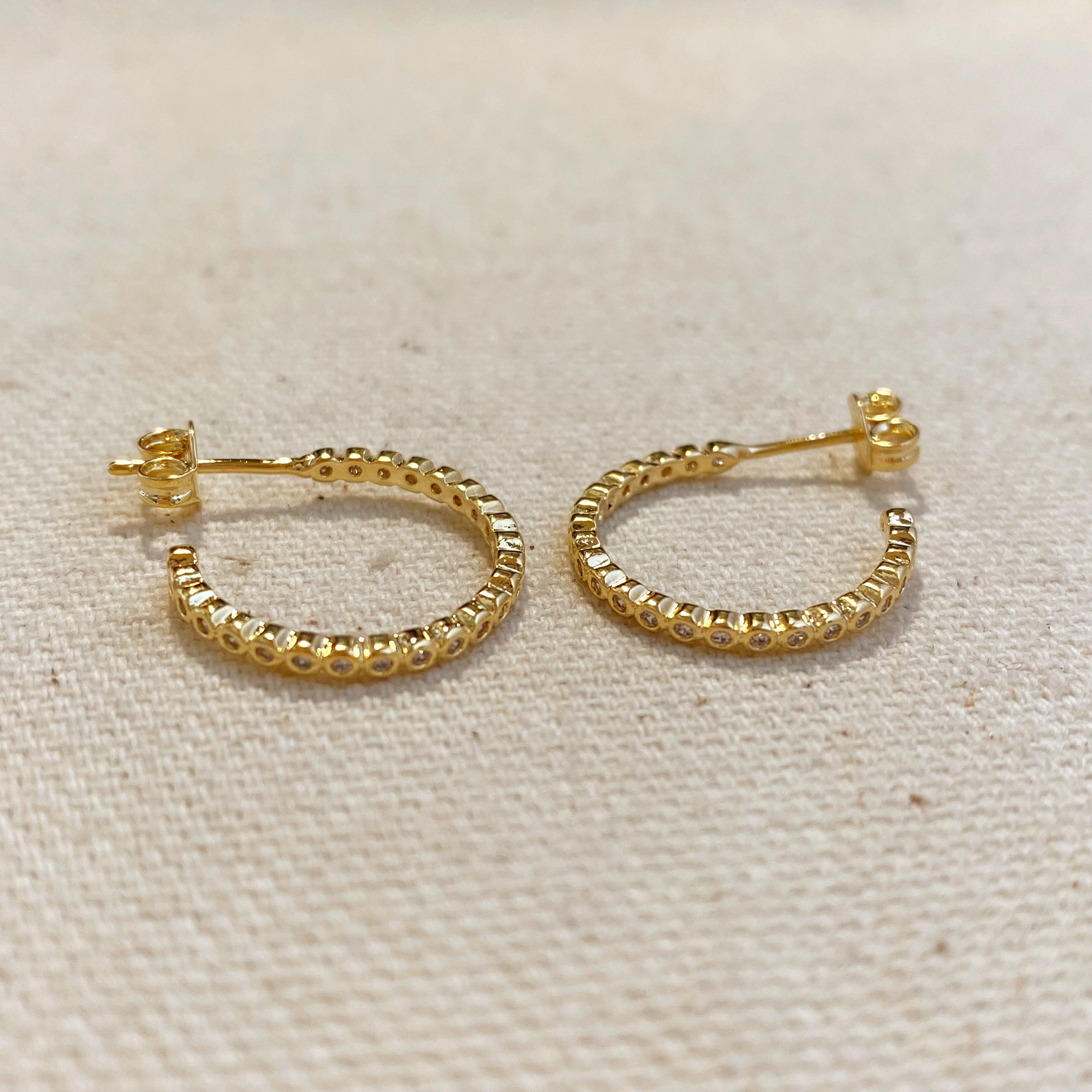 Mondsee 18k Gold Filled 18mm Bezel Cubic Zirconia C-Hoop | 18k Gold Filled Jewelry