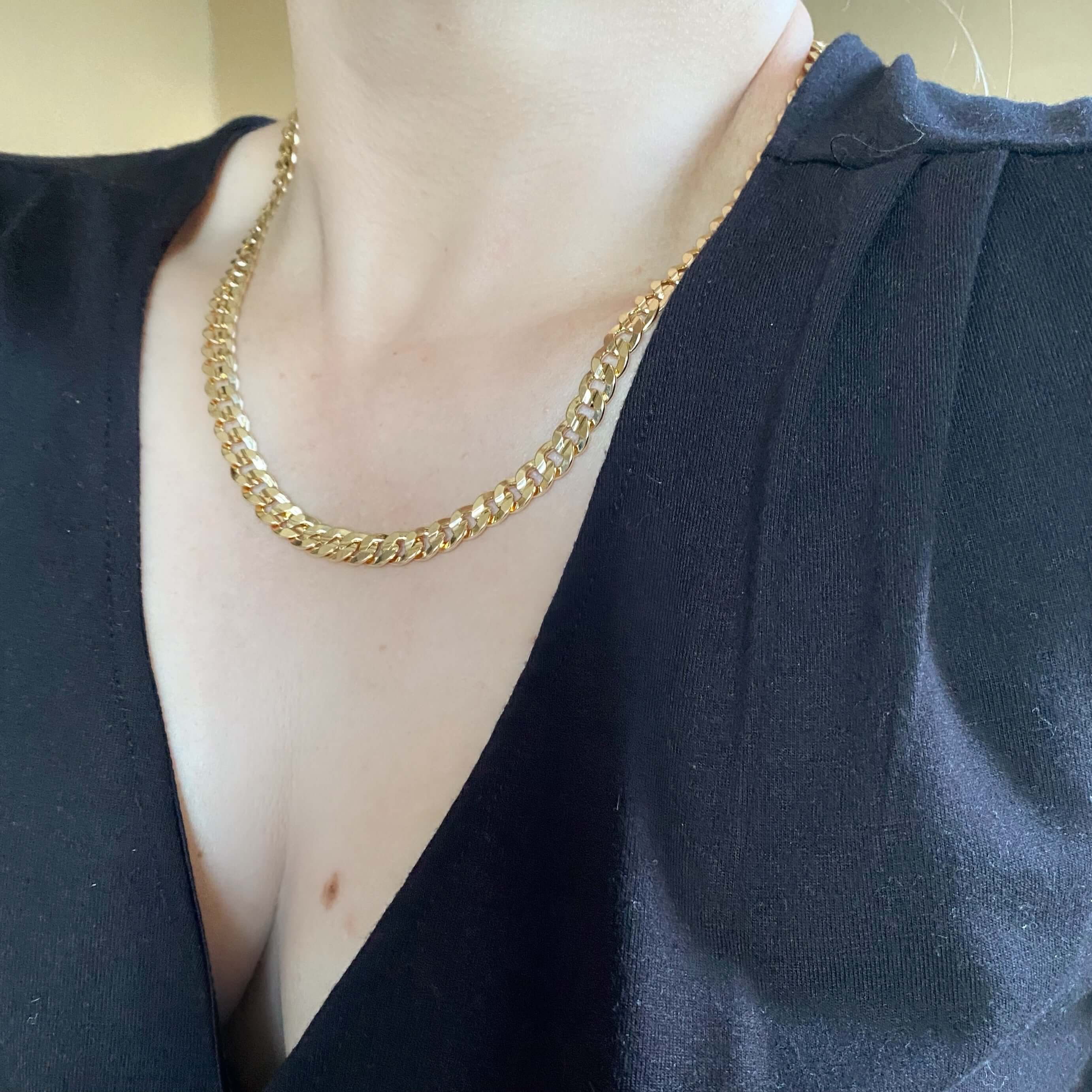 Mondsee 18k Gold Filled 8mm Diamond Cut Cuban Chain Necklace | 18k Gold Filled Jewelry