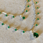 Mondsee 18k Gold Filled Double Teardrop Emerald Necklace | 18k Gold Filled Jewelry